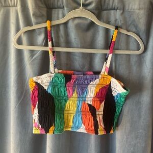 Colorful Shirred Women's Crop Top